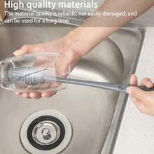 5 piezas Cepillo de botellas de silicona de mango largo - Material de goma, cerdas suaves, limpieza profunda, apto para botellas de agua, tazas de café, biberones - Herramienta de limpieza duradera y sin rayones para la cocina, el baño, la sala de estar, el dormitorio y el exterior