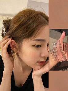 2pcs Acrylic Transparent Clasp Ladies' Versatile Hair Accessory With Elegant Style Fall Winter Hair Clip Claw Clip Hair Accessories For Women For Vacation Outfits Woman Fashion Hair Clutch