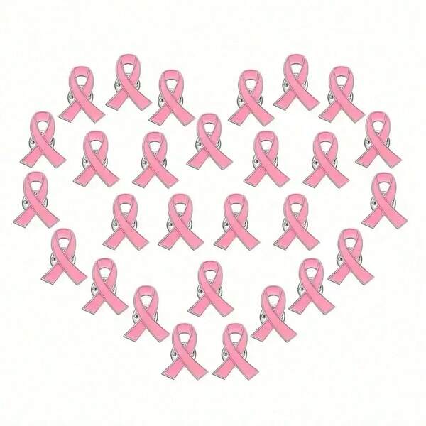 2/5/10/20pcs Women's Pink Ribbon Awareness Lapel Pins, Clothing Decoration, Women's Gift