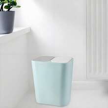 Trintion 12L Trash Bin Double Recycling Bin Rectangular Plastic Button Double Compartment Trash Recycling Suitable For Kitchen Office Home Living Room - Blue - View 7