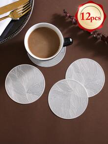 6-24pcs Gold Round PVC Coasters, Waterproof, Washable, Easy To Clean, Wipe, Anti-Slip, Tabletop Drink Coasters For Dining, Holiday, Wedding, Party Decor - Size(3.94in Round) - View 12