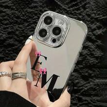 Letra E de pareja y teléfono con espejo personalizado adecuado para 16 Pro/16E/15 Pro/14 Plus/13/12/11 Pro, duradero y resistente a caídas, diseño elegante, lujoso teléfono protector de alta gama - Colores mixtos 1 - Ver 4
