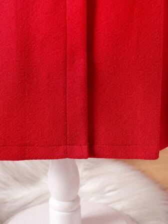 Elegant vintage överrock med kavaj och rosett för unga flickor, bekväma varma, medellånga ytterkläder för höst/vinter