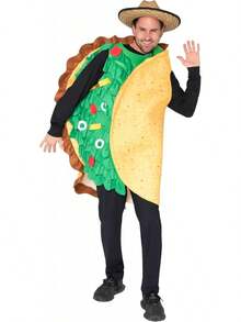 Disfraz de burrito mexicano para hombres adultos de Creepy Creation, conjunto realista y lujoso, adecuado para fiestas de disfraces de Halloween y eventos temáticos. - Medio - Ver 5