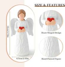 Angel Gifts For Women, Sympathy Gift Angel Statues And Figurines, Resin Guardian Angel Statue, Holding A Heart Remembrance Angel, Hand-Painted Sculpture - 霧霾藍 - 查看 2