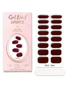 16 Spitzen Semi Cure Gel Nagel Wraps, modisch elegante aufhellende, reichhaltige burgunderrote Kristall Nail Art Aufkleber, selbstklebende Full Wrap Nail Art Set, muss mit UV-Lampe verwendet werden, einfach anzubringen und zu entfernen, geeignet für Frauen und Mädchen für tägliche Party DIY Nail Art Verwendung