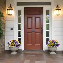 12 Stücke künstliche Blumen, geeignet für Außen-/Innenbereich Dekoration, realistische Simulationsblumen mit UV-Beständigkeit, geeignet für Außengarten, Haustür, Veranda, Balkon, Fenster Heimdekoration (gemischte Farben)