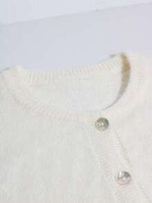 女士纽扣针织毛衣，休闲优雅，适合春/秋/冬季晚会、约会和日常穿着 - 白色 - 查看 4