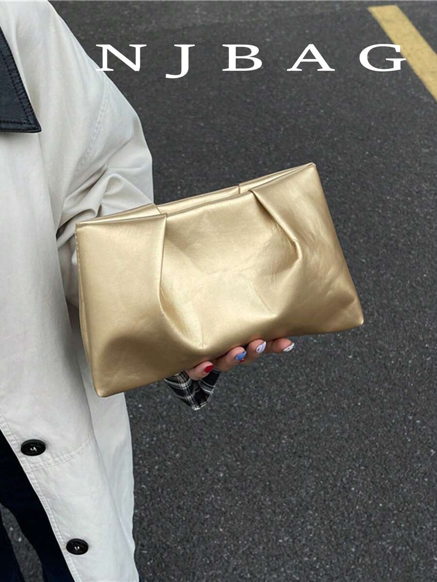 Mini Elegant Solid Color Clip Shoulder Bag Crossbody Purse
