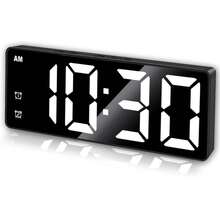 RAF 1pc LED Mirror Digital Alarm Clock With Snooze Function, Displays Time, Desk/Bedside Electronic Clock, USB Powered, For Bedroom, Office, Home Decor