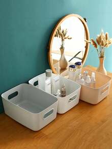 10pcs Stackable Plastic Storage Boxes With Handles, Suitable For Office, Home, Wardrobe; 5pcs/2pcs Multi-Purpose Storage Baskets, Durable Containers For Socks, Underwear, Stationery, Cosmetics; Space-Saving Drawer-Style Storage Boxes - White - View 6