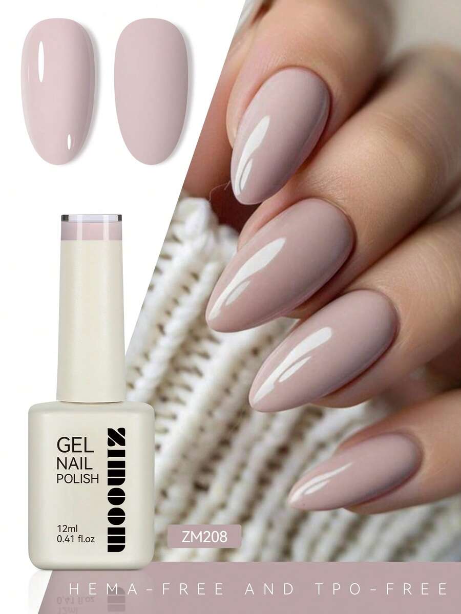 ZIMOOM طلاء أظافر جل وردي فاتح 12مل، طبيعي مناسب لجميع المواسم، طلاء أظافر يزال بالنقع تحت أشعة الأشعة فوق البنفسجية أو الليد، لفن الأظافر وهدايا العطلات للنساء والفتيات - لون بشرة - مشاهدة 1