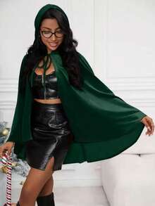 1 Peça Capa com Capuz Curta de Veludo Dourado, Fantasia de Halloween para Mulheres, Xale de Bruxa Elfa para Festa, Vermelho, Preto, Verde Escuro, Carnaval e Natal