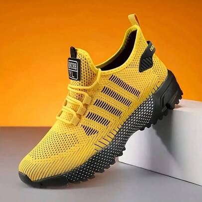 Plus-size heren casual ademende sportschoenen, outdoor mode effen kleur lichtgewicht trainingssneakers