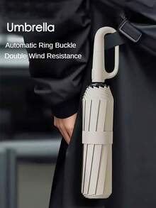 1PC 10 Bone Automatic Buckle Oversized Fully Automatic Umbrella, Thickened And Reinforced Men's/Women's Foldable Sun Protection Umbrella For Both Rain And Sunshine | Foldable, Reinforced Thickened Sunshade & Student Umbrella(Pay Attention To The Size And Weight Of The Product)