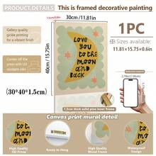 1/3 buc, Tablou de perete pe pânză, Decor de perete înrămat, Decor pentru camera copiilor, Te iubesc până la lună și înapoi, Decor de perete roz, verde, albastru, Cadou pentru bebeluși, Decor pentru creșă, Decor pentru preșcolari, Cadou de ziua de naștere, Decor de sărbători pentru copii