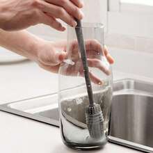 5 piezas Cepillo de botellas de silicona de mango largo - Material de goma, cerdas suaves, limpieza profunda, apto para botellas de agua, tazas de café, biberones - Herramienta de limpieza duradera y sin rayones para la cocina, el baño, la sala de estar, el dormitorio y el exterior