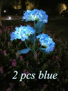 4/2/1pcs Solar Hydrangea Flower Light With 3-Head, Outdoor Courtyard Decoration, LED Simulation Flower Light, For Outdoor Yard Garden Lawn Patio Courtyard Fences Driveway Pathway Decoration, Valentine's Day Gift, Gifts For Mother Or Lovers(Pink, White, Blue, Purple) - 3頭繡球花 - 查看 15