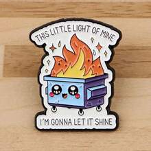 1pc Interesting Space Shuttle Lapel Pin, Enamel Brooch - "My Little Light" Flame Design, Zinc Alloy Badge, Suitable For Backpacks And Bags, Unique Gift Idea, Black Cartoon Style With Inspirational Message - New Brooch - View 10