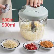 500/900ML 1pc Household Manual Meat Grinder Garlic Chopper Rotary Garlic Press Vegetable Onion Cutting Machine Kitchen Cooking Accessories