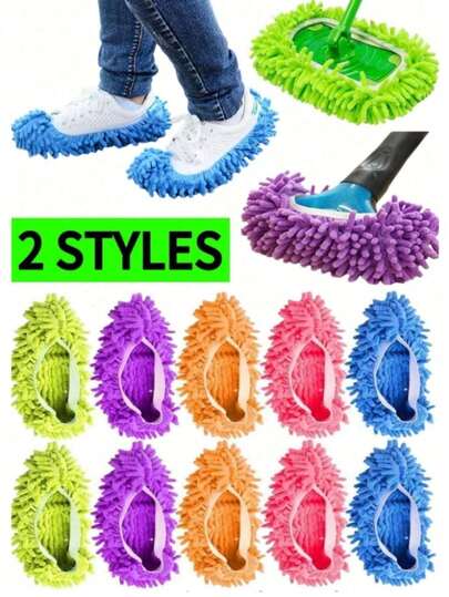 5/6/2/1 par de calcetines de fregona, zapatillas de fregona para limpieza de pisos lavables, cubiertas de zapatos, paños de microfibra suave para fregona, almohadillas de repuesto para fregona de fibra, reutilizables para mujeres, hombres y niños, limpiadores de polvo y pelo para barrer en casa, oficina, baño y cocina