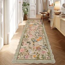 1Pcs Room Decor Modern Washable Scalloped Floral Snake Area Rug For Living Room Indoor Bedroom Foldable Floor Mats, Soft Low Pile Non Shedding Carpets For Offices Non-Slip Runner For Hallway Dorm - Brown - View 5