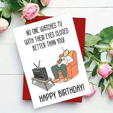 1PC Men's Funny Birthday Cards, Funny Birthday Cards For Dad, Husband, Grandpa, Cards For Watching TV With Closed Eyes, The Best Gift To Give Them