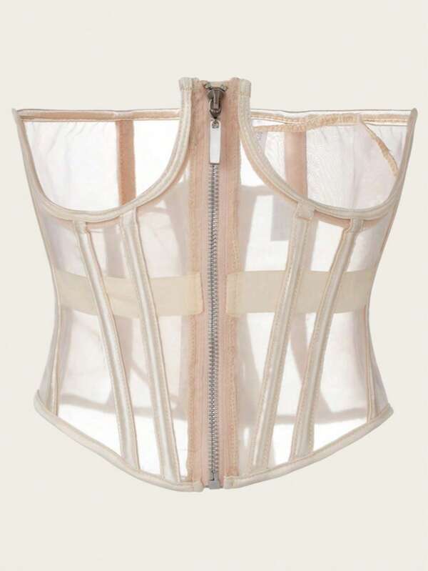 1 pezzo Corsetto in rete da donna, shapewear traspirante con supporto per il busto e vita, adatto per Ognissanti, feste