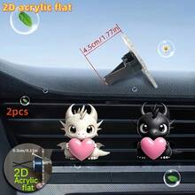 How to Train Your Dragon 2D Plano, Ambientador de Rejilla de Aire Acondicionado de Coche en Negro y Blanco con Diseño de Toothless, Clip para Rejilla de Coche, Decoración de Rejilla Acrílica, Decoración Interior de Coche, Fragancia Aleatoria, Ambientador de Coche, Accesorios Hermosos para el Interior del Coche