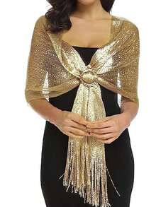 1 件閃亮金線平圍巾,扣,非常適合新娘、舞會、畢業派對、披肩或披肩派對