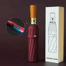 1pc Automatic Oversized Umbrella, Dual Use Sunshade & Rain Umbrella, UV Protection, Foldable Black Coating Umbrella