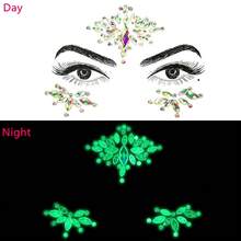 1 Sheet Face Gems Luminous Makeup Temporary Tattoo Stickers Acrylic Crystal Glitter Stickers Face Jewels Rainbow Tears Rhinestone For Party, Rave Festival, Music Festival, Dress-Up (5 Styles) - Multicolor - View 11