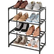 Small Stackable Shoe Rack, Narrow Shoe Stand, Metal Shoe Storage Shelf 6 - 8 Pairs Of Shoes Entryway And Closet Hallway3 - Tier, Black