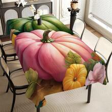 1pc Thanksgiving Autumn Creative Dual-Color Pumpkin Print Holiday Decorative Tablecloth, Absorbent Dirt-Resistant Dining Table Cover, Warm & Comfortable Home Decor Rectangular Coffee Table Cloth - Multicolor - View 9