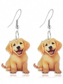1pair 2D Flat Acrylic Charming Plush Puppy Dangle Earrings Women's Fashion Jewelry For Friends On Valentine's Day Or New Year,Mom,Mother,Mother's Day,Gift