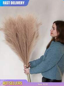 50/30/20/10 Pcs Artificial Reed Grass, Realistic And Fluffy, Suitable For Boho-Style Home And Wedding Decor, Ideal For Outdoor Weddings, Also Applicable For Home, Living Room, Outdoor, Wedding And Christmas Decoration - Brown - View 5