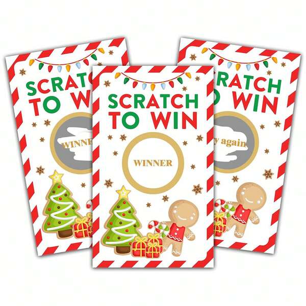 50 Stücke Weihnachts-Rubbelkarten - Weihnachtsparty Rubbelspiele für Erwachsene - Weihnachts-Tombola-Tickets - Feier- und Dekorationsartikel für Feiertage/Silvester