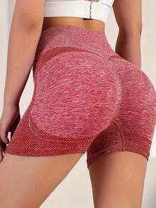 4 piezas de shorts de yoga de cintura alta cómodos que levantan el trasero para mujeres - Negro+Verde+Rojo+Gris - Ver 6