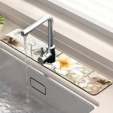 1 buc Flower Series Decorative Antiderapante Silicon Scurgere Pad, Bucătărie Scurgere Pad, Potrivit pentru Baie și Bucătărie Protecție Robinet Decorare.