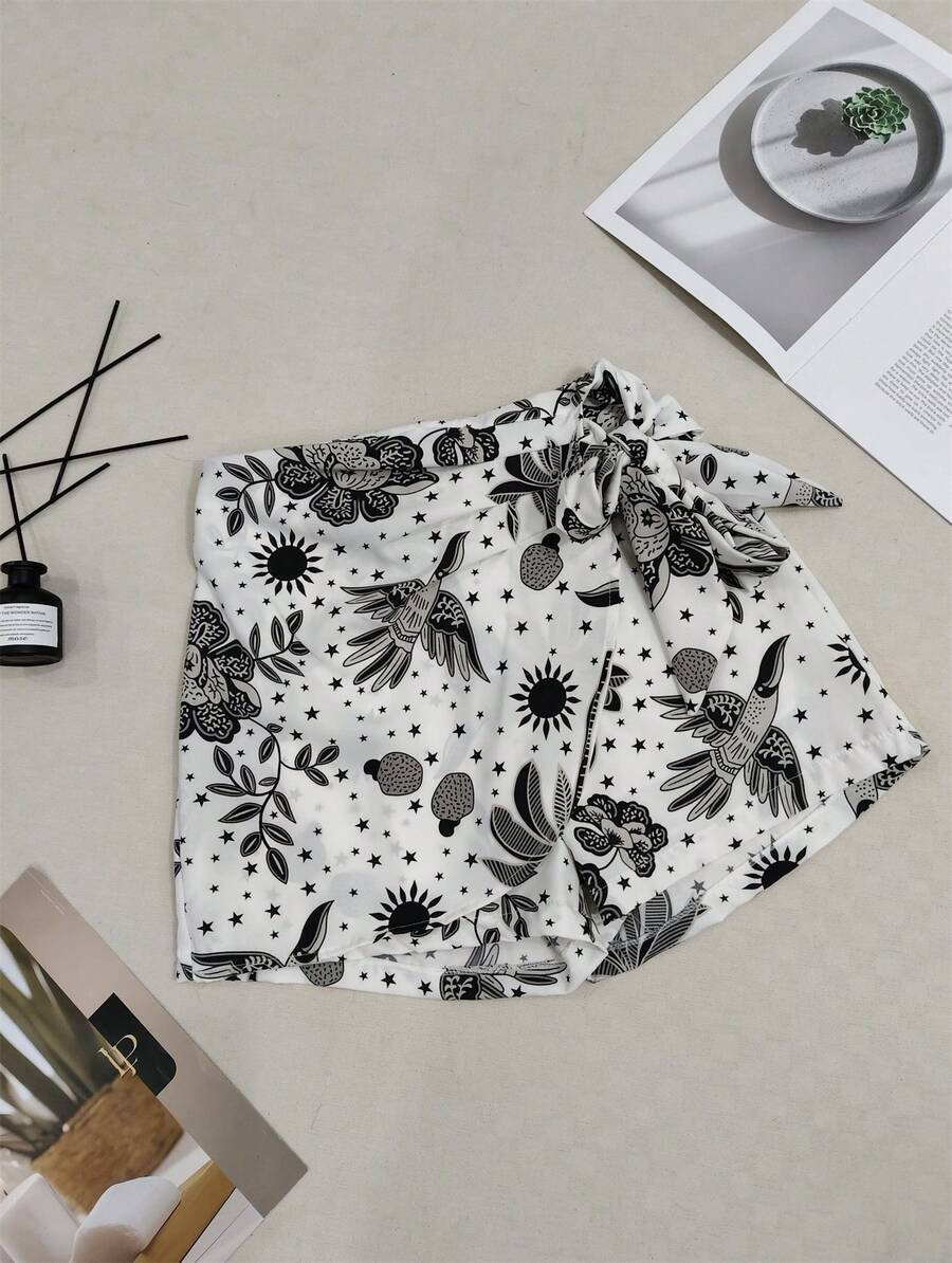 Women's Skirt Shorts - 黑與白 - 查看 1