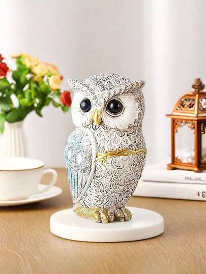 1 件现代简约猫头鹰家居装饰，非常适合门廊装饰，配有猫头鹰雕像和动物家具装饰品，是猫头鹰爱好者的理想选择。
