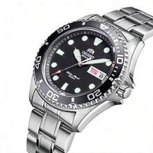 Reloj ORIENT Doble León Importado de Japón Reloj Mecánico Resistente al Agua Luminoso Reloj de Buceo Regalo de Cumpleaños FAA02005D9 - Negro - Ver 2