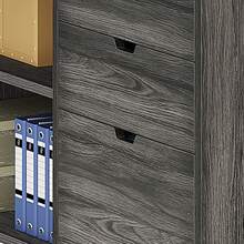 Modern 55 Inch L Shaped Desk Office Desk With 3 Drawers & Power Outlets, LED Corner Gaming Computer Table With Adjustable Shelf, For Office, Study Room - Xám - Xem 4