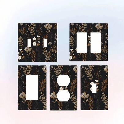 Bohemian Floral Wall Plate Covers - Decorative Electrical Outlet & Switch Plate Covers With Black & Golden Floral Design, Durable Thermoplastics For Farmhouse, Bathroom, Bedroom, Living Room Decor - Easy Install, No Wiring Needed, Outlet Covers For Electrical Outlets, Home Decor, Elegant Decor, Highquality Finish, Decorative Plate, Home Decorators, Farmhouse Style, Stylish Finish, Sturdy Construction, Interior Designers