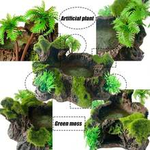 Plastik Reptilien Habitat Deko - Harz Reptilien Plattform, künstlicher Baumstamm Design - geeignet für Eidechsen, Geckos, Frosch Futterschalen, Schlangen Versteck, Einsiedlerkrebs Deko, Reptilien Terrarium