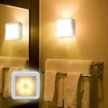 Motion Sensor LED Night Light, AAA Battery Powered, Sensor Wall Lamp, Convenient Installation And Portability, Suitable For Bedside, Hallway, Corridor, Bathroom, Stairs And Cabinet - Smart PIR, Portable Lighting, Easy To Install - White - View 9