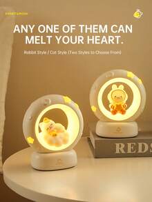 1个猫咪造型睡眠夜灯，USB充电式睡眠伴侣灯，3档调光柔和灯光，亮度可调，可作台灯、办公室装饰灯、床头灯，适合卧室、客厅，亦可作节日礼物。