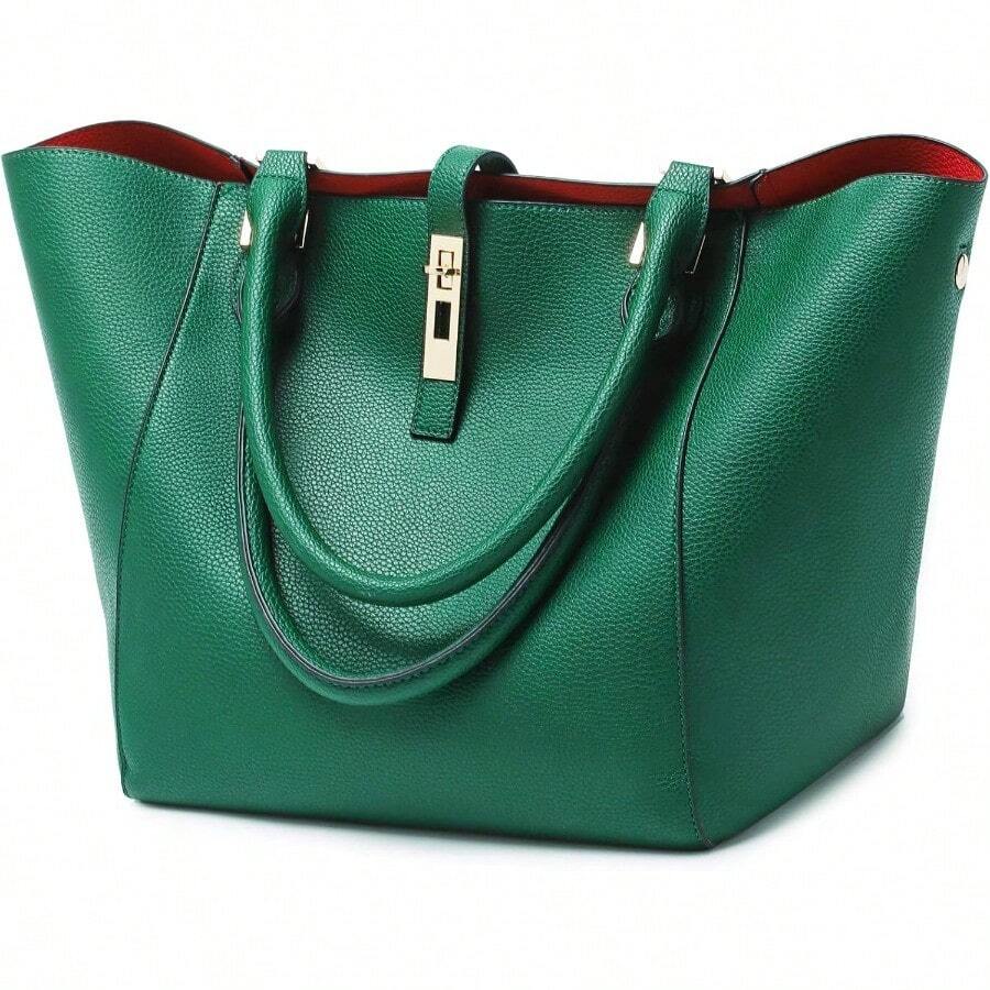 Sqlp Large Work Tote Bag For Women Designer Purses And Handbags Big Bucket Bags Womens Travel Shoulder Bag - 綠色 - 查看 1