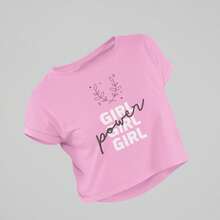 Crop Top Rosa para Dama Diseño Power Girl Ombliguera para Mujer - Rosa - Ver 3