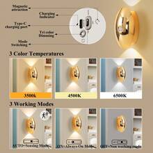 LED智能感应壁灯，室内人体感应壁灯，无线LED壁灯，电池供电夜灯，粘胶设计，可旋转，便携，易于安装，色温和亮度可调 - 彩色 - 查看 10